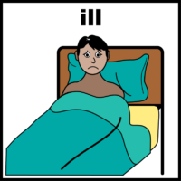 illustration of someone feeling ill in bed