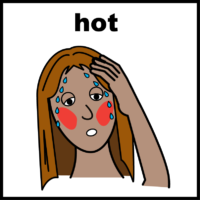 illustration of a woman feeling hot