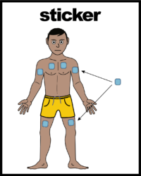 illustration of man with ecg stickers on his body